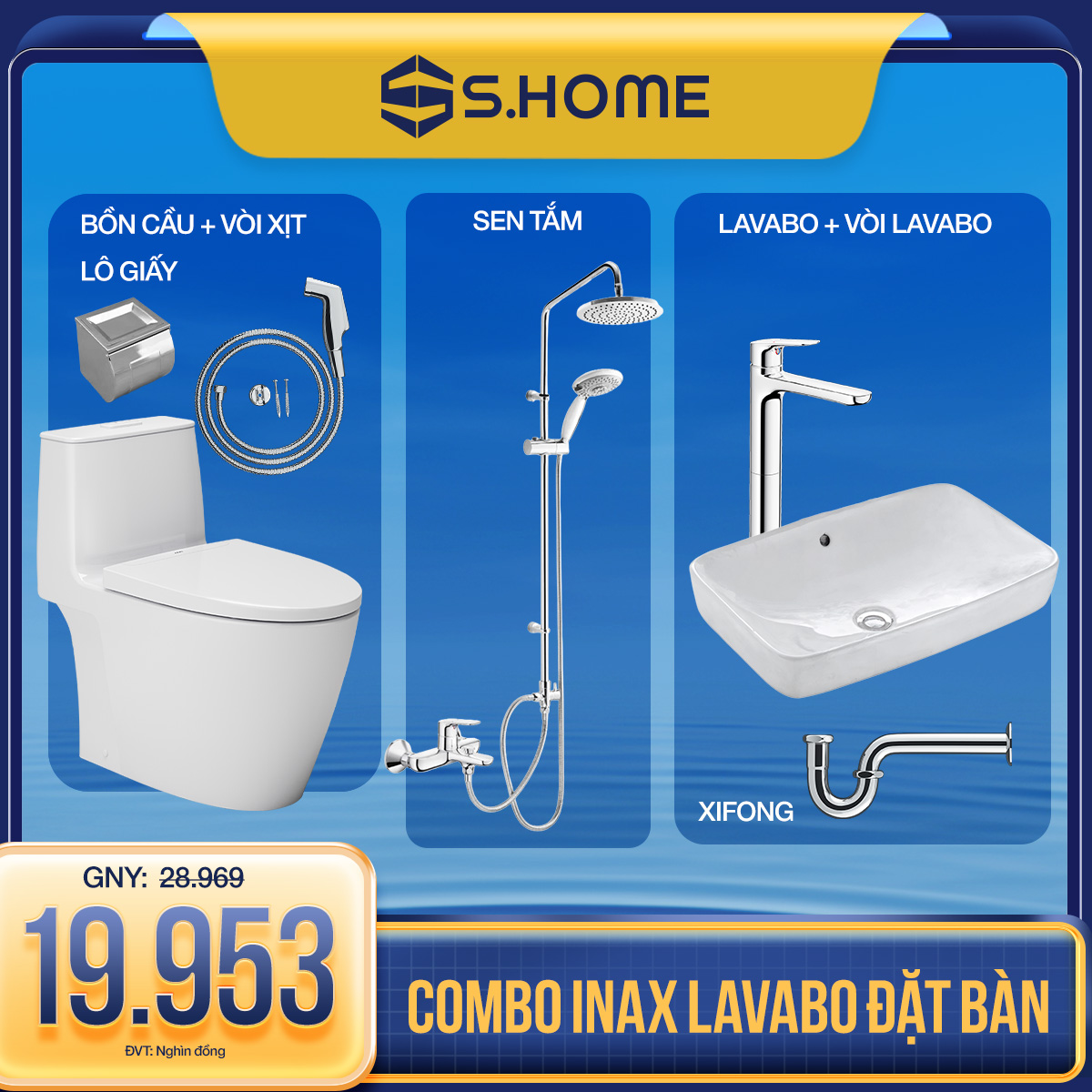 COMBO INAX CÓ CHẬU LAVABO ĐẶT BÀN